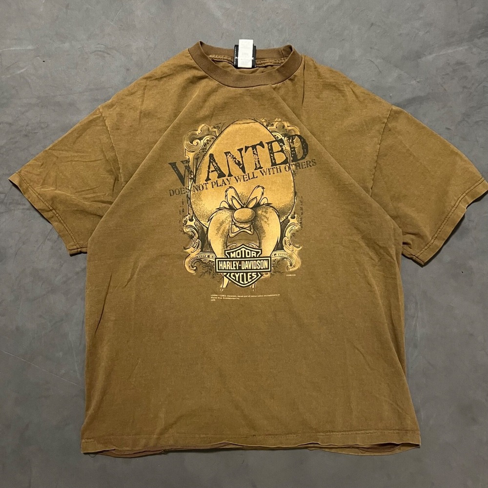 Vintage Harley Davidson Looney Tunes T Shirt XL Yosemite Sam Taz‎ Bugs